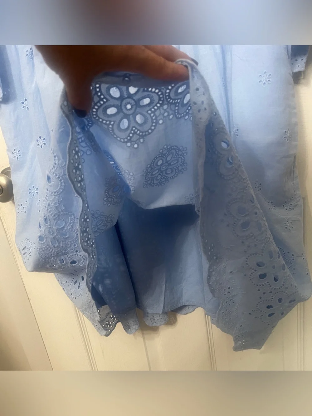 Anniewear Boutique Sky Blue Lined Baby Doll Eyelet Dress Size XL NWT - Picture 6 of 11